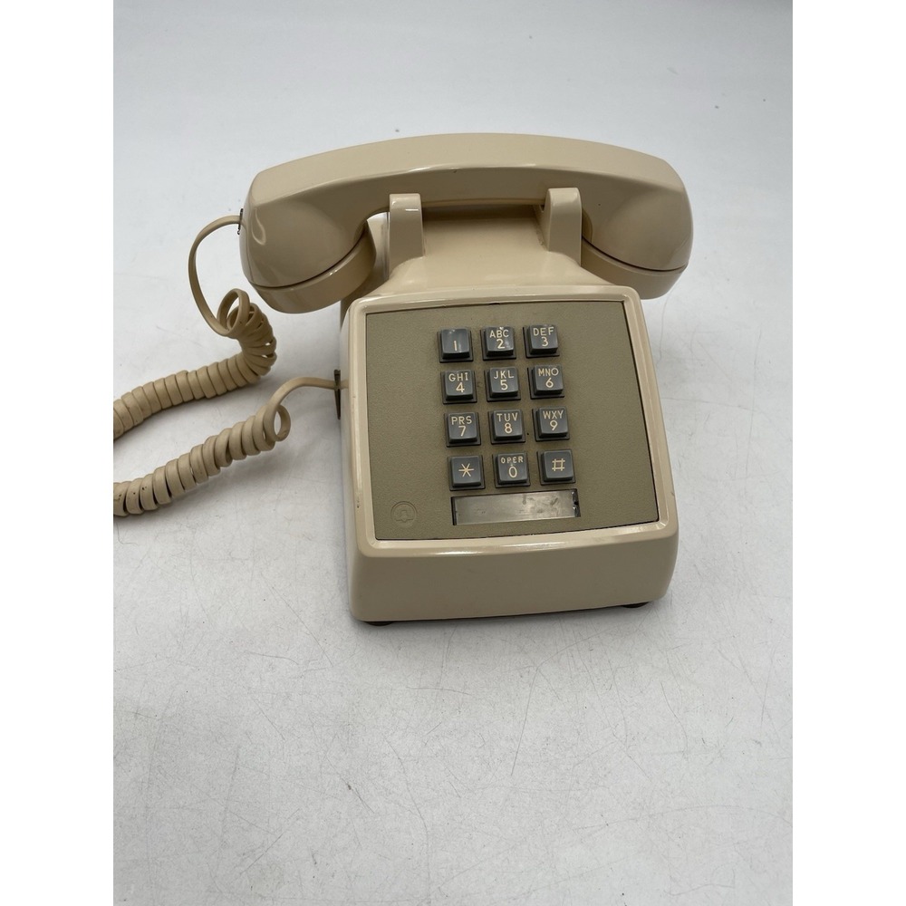 Beige Western Electric Bell System 2500 MM Desk Telephone Push Button Dialing